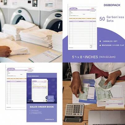 DGBDPACK  Order Book 1 Pack 2 Part Carbonless Invoices White/Canary 5-9/16 X 8-3/4 Inches Receipt Book 50 Units Per Book