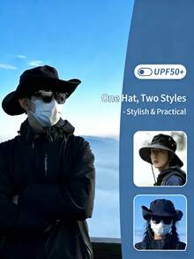 1/3pcs Sun Hats +Arm Sleeves+Neck Gaiter For Men Women Bucket Hat UPF 50+ Boonie Hat Foldable Sun Protection Hiking Beach Fishing Summer - C - View 3