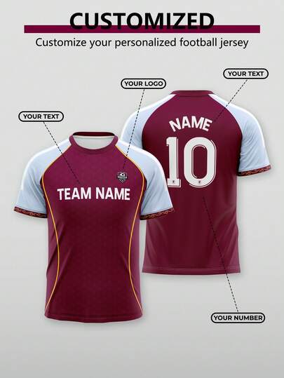1pc Customized 2026 Maroon Jersey. You Can Customize Your Own Number. Personalized T-Shirt, New Year's Gift. Personalized, Comfortable, Casual Sportswear Style T-Shirt. Suitable For Daily Wear, Watching Football Matches And Participating In Various Sports Activities.