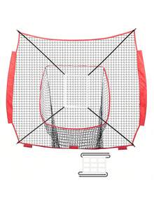 7x7 Ft Baseball Softball Practice Net, Portable Baseball Training Net For Hitting Batting Catching Pitching, Backstop Baseball Equipment Training Aids With Strike Zone - Red - View 8