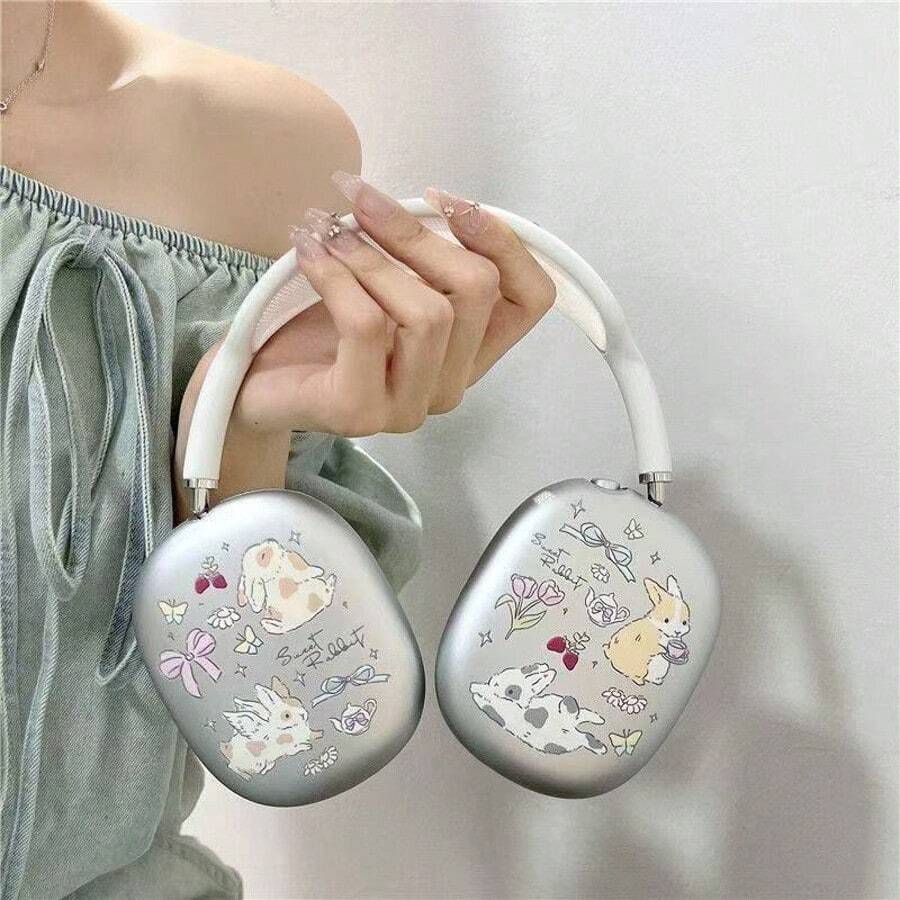 Premium Cat & Rabbit Design TPU Protective Case Compatible With Apple Headphones