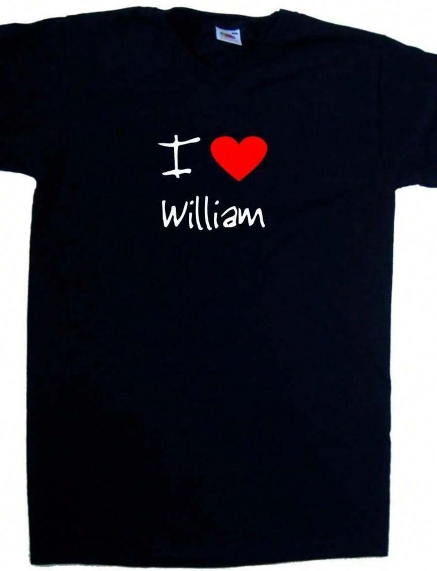 I Love Heart William V-Neck T-Shirt - 黑色 - 查看 1