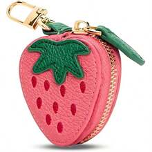 Mini Fruit Coin Purse Keychain Cute Small Change Purse Bag Charms For Handbag Leather Strawberry Coin Pouch For Women - 粉色 - 查看 6