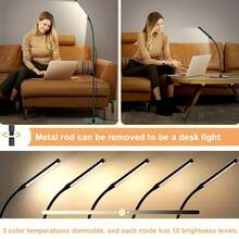 AMILL 53.14-Inch LED Floor Lamp, Smart Light, Multifunctional Dimmable, Bright LED Lash Light For Eyelash Extensions, Adjustable Brightness And Three Color Options, Height Adjustable With A Gooseneck, Suitable For Makeup Lighting On Lash Beds (Black). - Multicolor - View 4