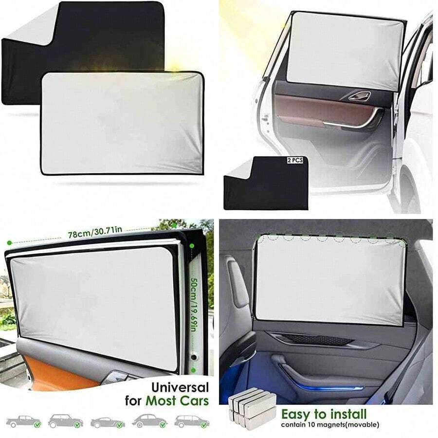 WD&CD 2 PCS Protector Solar Lateral para Coche, Parasol Coche con proteccin UV 78 x 50 cm, Parasoles Magntico para Ventana Lateral del Coche, Proteccin del Sol y el Calor y Privacidad Proteccin - ventana lateral trasera - Ver 1