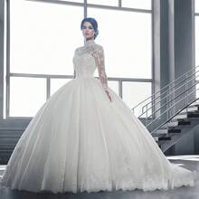 Elegant Sexy Long Sleeves Lace Appliqué A Line Tulle Formal Wedding Dress,Registry Office Dresses Bridal Gown,Evening Party Dress Birthday Party Dress Country Wedding,Romantic Church Ceremony Wedding Dress,Suitable For Wedding,Dating,Party,Singles' Party,Vacation,Formal Occasions,Dinner Dress,Prom Dress,Homecoming Dess,Cocktail Party,Wedding Guest Dress,Graduation - 白色 - 查看 1