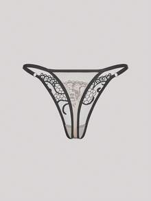 Hourtrue 2 件春夏新款女士性感内衣套装，黑色蕾丝边花卉刺绣文胸内衣，可调节肩带，透视网眼内裤，贴身情人节礼物套装超薄文胸 - 黑色 - 查看 8