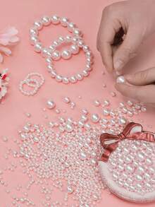 200/1200 Pcs Pearl Beads For Jewelry Making, 5 Size Round Pearls For Bracelets Making Kit Small Pearl Filler Beads With Hole For DIY Craft Necklace Earrings - Pearl Set - View 8
