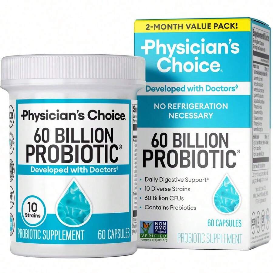 Bestseller!Minimal-Physician's Choice 60 Billion Probiotic - Daily Gut Health, Digestive & Immune Support For Men And Women With Organic Prebiotics & 10 Unique Strains.Supplement Vitamin,Free Shipping. - 60 計數 - 查看 1
