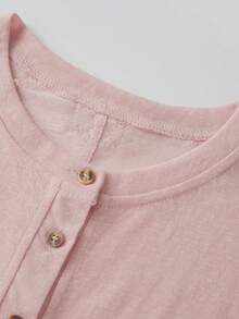 Women Half Sleeve Cropped Cardigan Shirt Short Sleeve Button Down Open Front Crewneck Loose Fit Knit T Shirt Y2k Casual Crop Tops Summer Fall Lightweight Jacket Outwear - Hồng - Xem 6