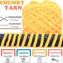 1pc/100g Chunky Single Ply Yarn, Thick Chenille Yarn, Soft DIY Crochet & Knitting Yarn, Suitable For DIY Scarves, Bags, Slippers, Crafts, Blankets, Cushions, Approx. 100g/Pc Fluffy Velvet Yarn, Thick & Soft Chenille Yarn - Multicolor - View 4