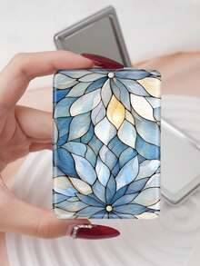 1pc Floral Compact Makeup Mirror, Lightweight, Foldable, Portable, PU Leather, Suitable For Travel, Gatherings, Work, School, All Ages - Multicolor - View 13