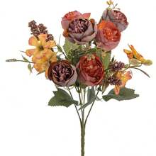 Buquê de Flores Artificiais com Contas Rosadas, Flores Falsas para Decoração de Casamento, Decoração Doméstica Atacado - laranja - Visão 2