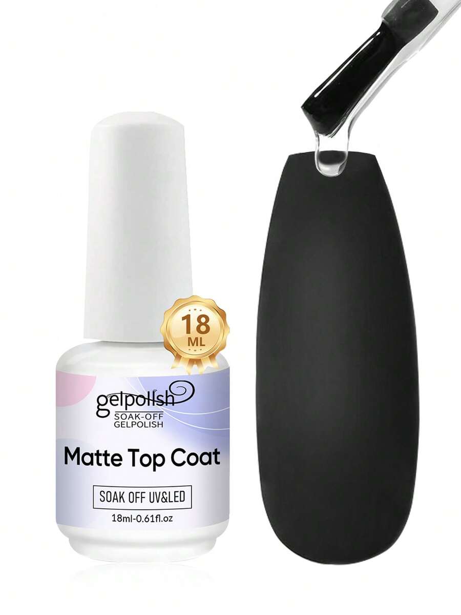 18ML No Wipe Matte Top Coat, Matte Effects Nail Polish,For Home Salon Nail Art DIY - Clear - View 1