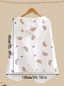 1pc 0-5 Years Old Infant & Toddler Soft Printed Hooded Bathrobe, Towel Cloak, Suitable For All Seasons - Multicolor - View 5