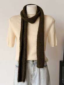 1pc Casual Versatile Solid Color Long Tube Fuzzy Scarf - Multicolor - View 11