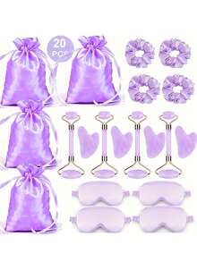 5/20pcs Facial Massage Tool Set, Includes 4 Elegant Headbands, 4 Blackout Eye Masks, 8 Heart-Shaped Massagers & Body Gua Sha Tools, Suitable For All Seasons - Multicolor - View 9