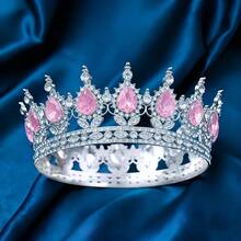 Această coroană luxoasă de prințesă este împodobită cu pietre strălucitoare, fiind alegerea perfectă pentru mirese. Designul este rafinat, strălucitor și elegant. Această coroană rotundă este un accesoriu de păr sofisticat pentru doamne, foarte potrivit pentru ocazii speciale. - Multicolor - Vizualizare 8