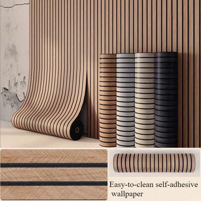 40cm*3 Meters Upgraded Self-Adhesive Wall Panels - Thicker Textured Wood Grain Design Wallpaper, Easy To Install For Home Decor On Walls And Ceilings, Modern Interior Design, Decorative Wall Panels, Ceiling Renovation, Natural Aesthetic Decor