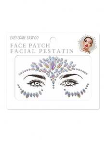 1sheet Night Light Face Gem Stickers, Acrylic Gems Stickers, Self-Adhesive Rhinestone Sticker For Party, Club,Halloween, Festival Face Decorations - Multicolor - View 8