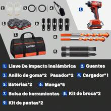 Llave De Impacto Inalámbrica Electrica 20v  1/2" 600 Nm - Naranja - Ver 2