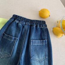 2026 Nuevos pantalones vaqueros casuales y holgados de otoño para niños, pantalones largos versátiles - Azul - Ver 8