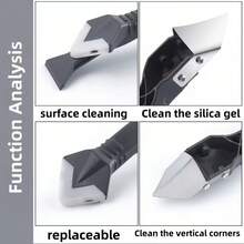 Multifunctional 3-In-1 Silicone Sealer | Ergonomic Handle 6-Piece Set (5 Replaceable Heads), Durable, Stainless Steel Pointed Tip, Easy To Use, Convenient For Sealing And Cleaning, No Electricity Required Caulking Tool For Scraping Wall Corners, Applying And Smoothing Silicone, Caulk, And Grout - Multicolor - View 7