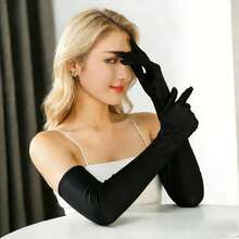 Satin Long Bridal Gloves, Vintage Style For Wedding Photography, Travel Shooting, Sun Protection, Wedding Dress & Gown - Multicolor - View 2