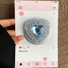 Rhinestone & Crystal Heart Shaped Minimalist Magsafe Magnetic Phone Holder, Extendable & Foldable, Strong Suction Cup, For Women - Multicolor - View 8