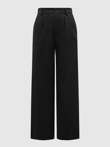 Quần tây ống đứng cạp cao kiểu vintage SMILE CHIC PETITE dành cho học sinh, chất liệu nhẹ, thoáng khí, dáng rộng, ôm sát, phù hợp cho đi làm, đi học hoặc mặc hàng ngày vào mùa xuân/hè. Màu đen. - màu đen - Xem 9