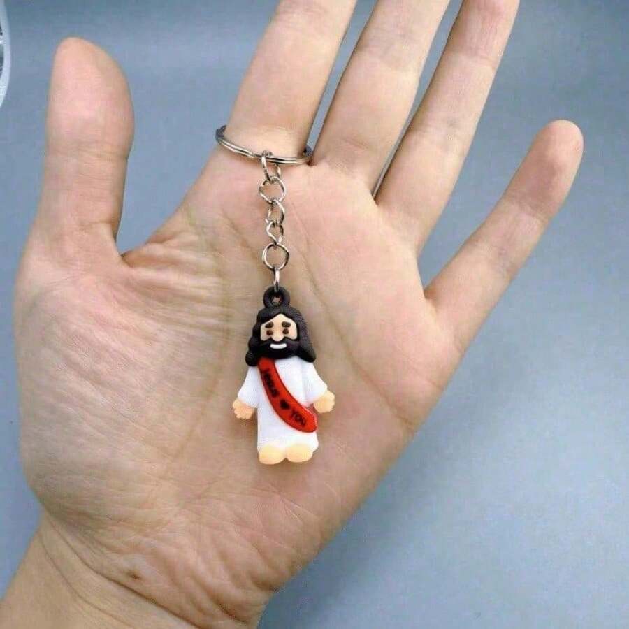 1pc Multicolor Creative Cartoon Jesus You Keychain Pendant, Key Chain Car Bag Ornament, Valentine's Gift For Friends, Daily Use Accessory Valentines Car Accessories Bag Charm School Cute Goth Y2k - Multicolor - View 1
