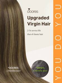 DOORES 7片装夹式接发片，100%真人发，巧克力棕至蜜金色，14-20英寸，115克，Remy接发片，适用于夹式真人发，隐形直发，浓密丝滑，打造蓬松自然的直发造型，长款夹式接发片，适合头发稀疏的男女，冬季圣诞节角色扮演/校园/约会之夜等场合。 - S4/27/4 - 查看 4