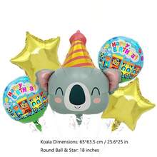 1个生日帽动物头青蛙树懒考拉狮子卡通动物铝膜气球生日派对装饰