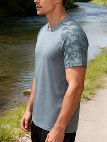 Camiseta de verano para hombre nueva para exteriores: ligera, transpirable, de moda - Neblina azul - Ver 4