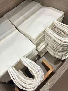 10pcs Gift Bags, Pink Handle Bags, White Paper Bags, Material, Gift Wrapping Bags, Holiday Supplies, Birthday Gifts - Multicolor - View 3