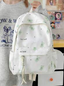 Mochila de Alta Qualidade para Estudantes Femininas do Ensino Médio/Fundamental, Estilo Coreano, Grande Capacidade, Leve, Novo Design, Estampa de Urso Floral, Adequada para Estudantes Femininas, Universitárias, Bolsa para Laptop - Multicolorido - Visão 4