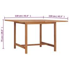 vidaXL Mesa de jr de jardim 110x110x75 cm Bois maciço de teck - Castanho - Ver 7