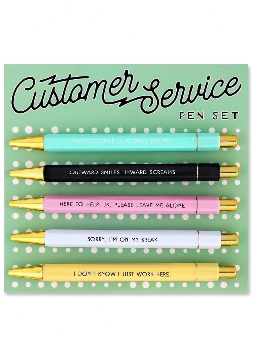 Caneta Esferográfica Engraçada, Fluxo de Tinta Suave Sem Borrões, Presente de Escritório Único, Impresso Com Citações Humorísticas, Conjunto de Canetas Esferográficas Personalizadas Para Uso Diário, Adequado Como Presente Para Família e Colegas, Presente do Dia dos Namorados - Multicolorido - Visão 1