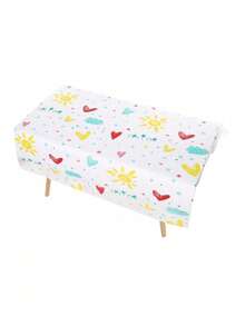 1 pieza Mantel desechable rectangular, mantel impreso a prueba de agua y aceite de PEVA para fiestas/cumpleaños - Patrón de color aleatorio - Ver 5
