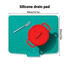 1pc Rectangular Silicone Mat, Heat Resistant Pad, Suitable For Kitchen Sink Drain Rack, Tabletop, Placemat And Storage - Multicolor - View 11