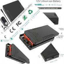 Banco de energía portátil de carga rápida de 12V 6000mAh con células de ión de litio, paneles solares con salida de CC y USB, regalo del Día de San Valentín - Negro - - Ver 1