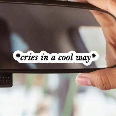 1张7英寸防水户外PVC可移除贴纸，“用酷的方式哭泣”趣味讽刺表情包贴纸，黑色幽默美学乙烯基贴纸，适用于笔记本电脑、保险杠、滑板，社交媒体俚语贴纸，青少年年轻人礼物，搞笑悲伤女孩美学，内向者幽默，心理健康幽默贴纸，手写体贴纸