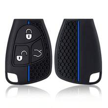 Premium 3 Buttons Silicone Car Key Case For C B E R Class GL CLS CLK SLK W203 W211 W204 3BNT - Shockproof Dustproof Anti-Scratch Full Protection Remote Key Cover, Soft Durable Anti-Slip, Perfect Fit Luxury Car Key Acce - A - View 2