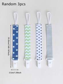 4个/套双面花朵奶嘴夹，婴儿磨牙玩具挂绳防丢夹，随机图案