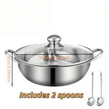 Stainless Steel Double Layer Grid Design Covered Double Flavor Hot Pot With Strainer, Thickened And Deepened Design, Odorless, Heat Resistant, Non-Stick And Rustproof, Suitable For Christmas, New Year, And Family Gatherings - Nồi áp suất 30cm có nắp và nồi chia ngăn + muỗng có lỗ - Xem 11