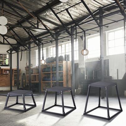 Plyometric Jump Boxes, 12/18/24 Inch Plyo Box, Platform And Jumping Agility Box, Anti-Slip Fitness Exercise Step Up Box Set For Home Gym Training, Conditioning Strength Training, Black