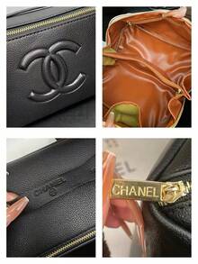 CHANEL 大号Logo防水化妆包，棕色内衬，多隔层设计，容量大，适合旅行、日常使用，也可作为高档礼品。