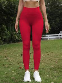 Women's Athletic Compression Leggings Yoga Pants For Hiking Trekking Gym High Waist Stretchy Comfortable Breathable Workout Running Tights - 紅色 - 查看 4