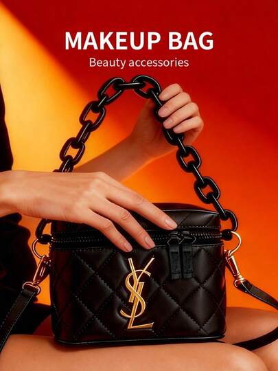 Yves Saint Laurent YSL Women's Black Square Shoulder Bag, Decorated With Black Logo, Suitable For Casual Daily Use, An Ideal Christmas Gift For Women