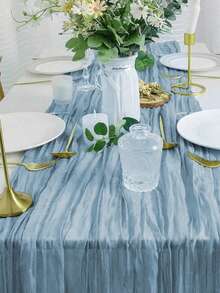 Dusty Blue Cheesecloth Table Runner 10Ft, Gauze Table Runners 120 Inch,Semi Sheer Cheese Cloth Fabric Runner Bulk For Wedding,Party,Baby Shower,Bridal Shower - Baby Blue - View 5